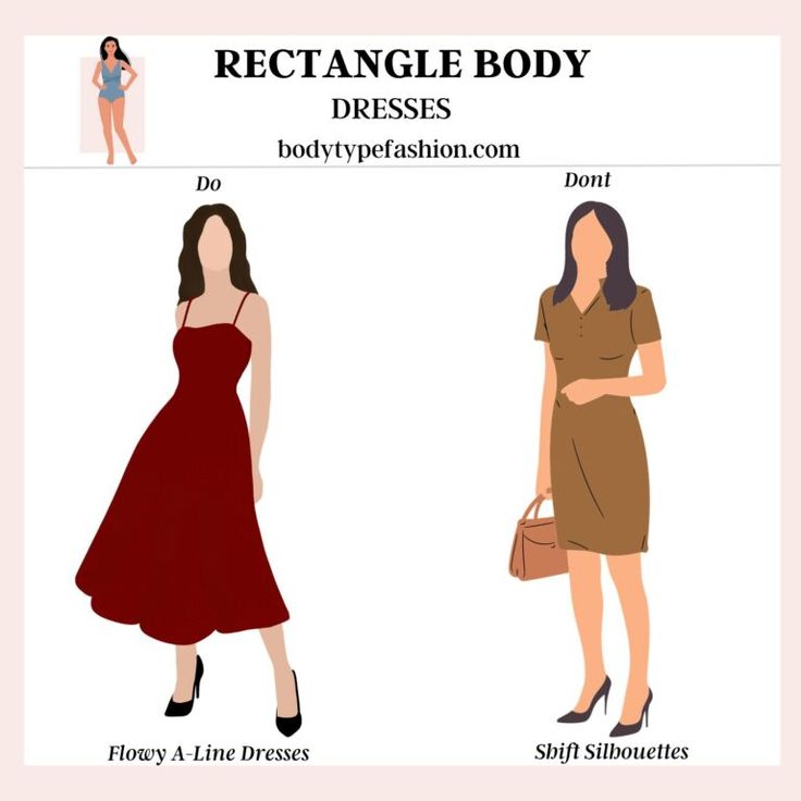 What Style Dresses are best for the Rectangle Body Shape - Fashion for Your Body Type Rectangle Body Shape Skirts, Rectangle Body Shape Fashion, Body Type Clothes, Triangle Body Shape Fashion, Rectangle Body Shape Outfits, Apple Shape Outfits, Dress Body Type, Different Types Of Dresses, Short Skirts Outfits