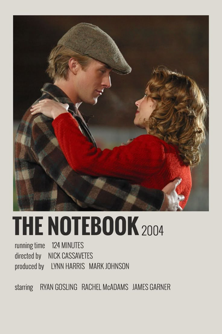 the notebook movie poster with two people hugging each other