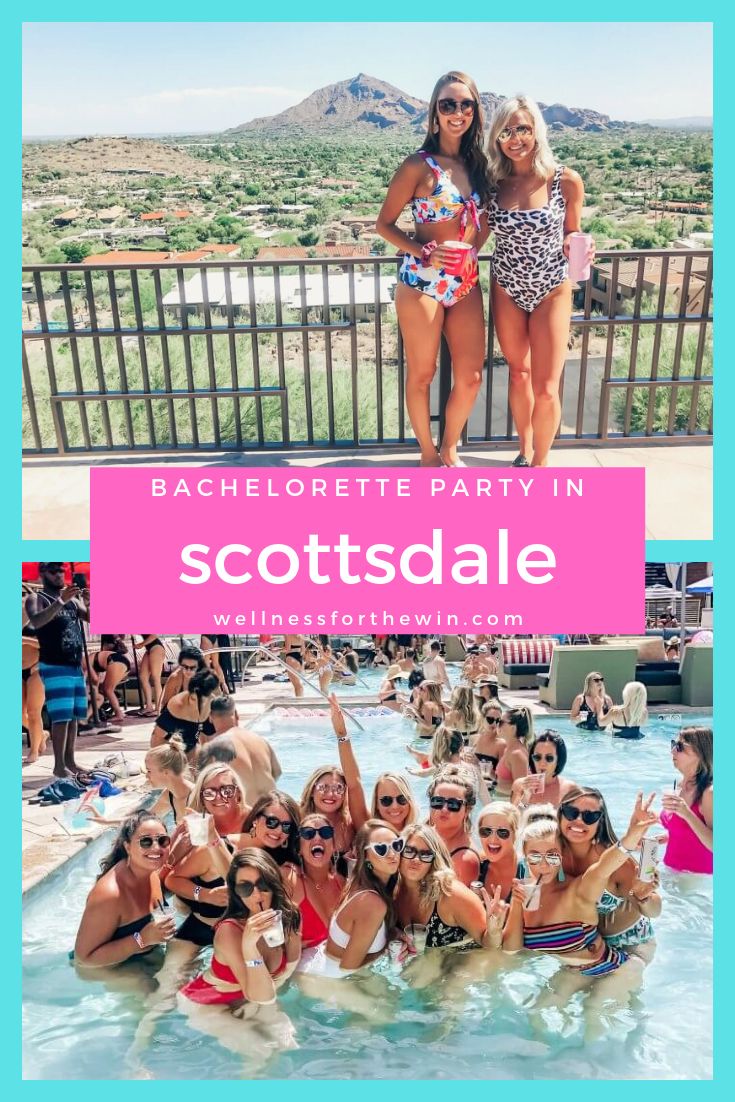 the bachelor party in scottsdalee, arizona with two girls standing next to each other