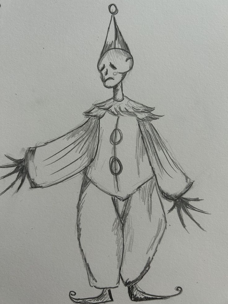 a drawing of a person in a clown costume