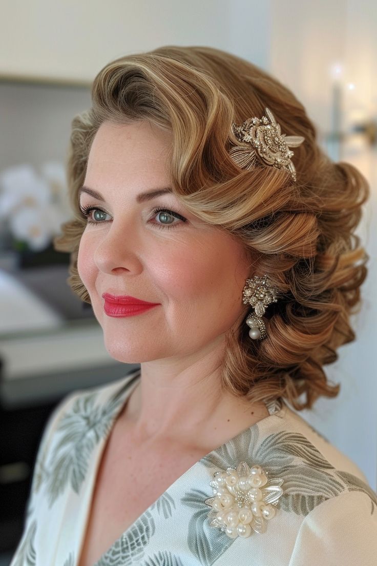 Wedding Hairstyles For Medium Length, Long Blonde Curls, Haircut Highlights, 80's Hairstyle, Mother Of The Groom Hairstyles, Beautiful Wedding Hairstyles, Wedding Haircut, Blonde Layered Hair, Timeless Hairstyles