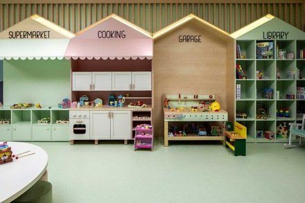 the children's playroom is clean and ready for their parents to come home