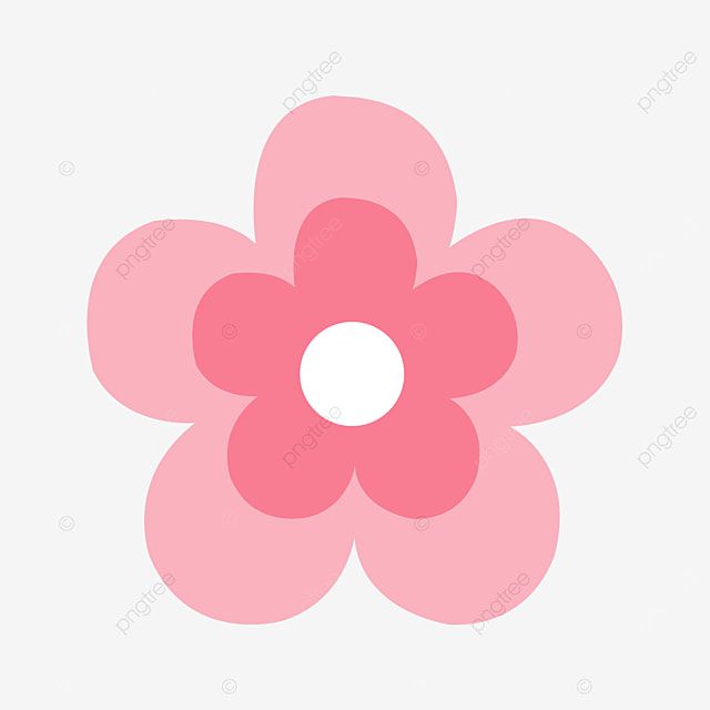 a pink flower with white center on a light gray background, flowers, illustration png and psd