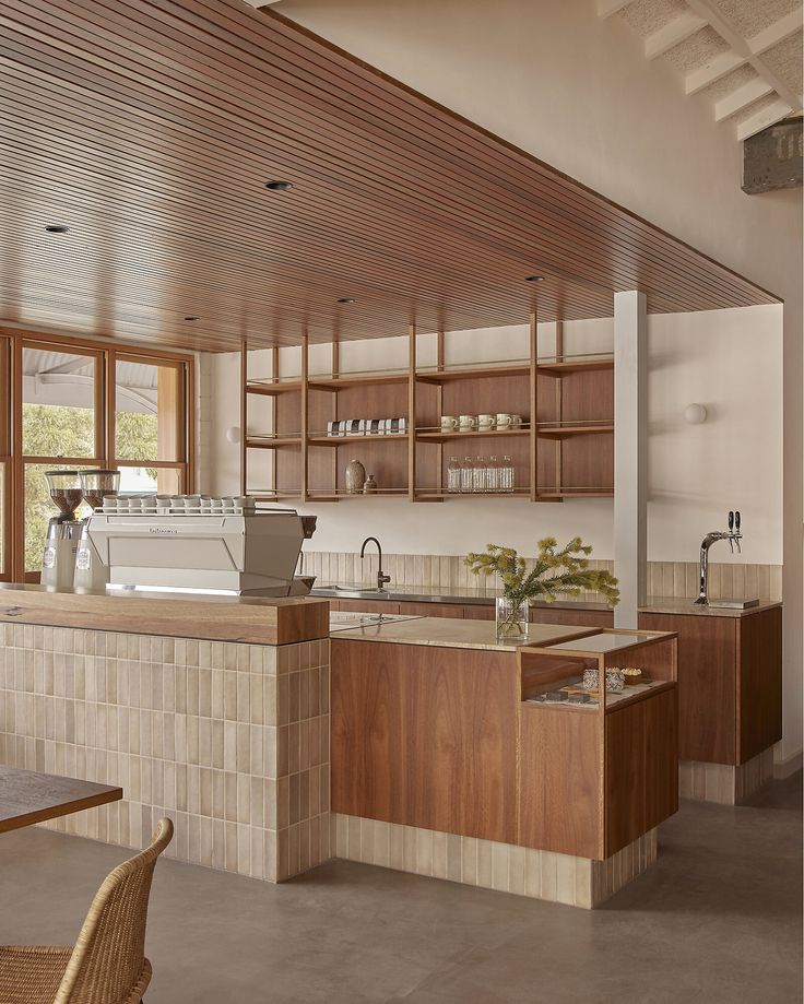 the kitchen is clean and ready to be used for breakfast or dinner time, as well as coffee