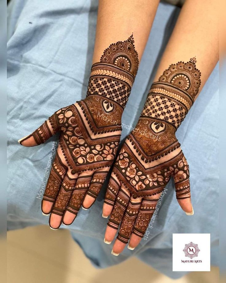 two hands with henna tattoos on them