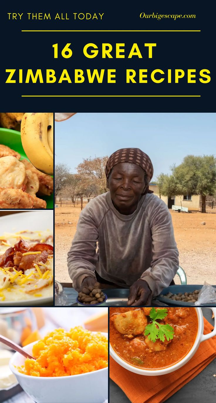 a woman is sitting at a table with some food in front of her and the words, 16 great zumbawe recipes