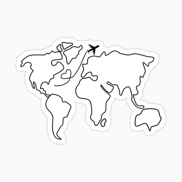 a black and white world map sticker