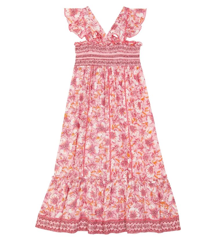 Summer vacations are made easy with the Cindy dress from Poupette St Barth Kids. Printed with dreamy florals, it's accented with tonal embroidery and features ruffled shoulder straps and smocking at the top. Flutter Sleeve Dresses With Smocked Back For Garden Party, Garden Party Dress With Smocked Back And Flutter Sleeves, Ruffle Sleeve Dress With Smocked Back For Garden Party, Spring Dresses With Smocked Bodice And Ruffle Sleeves, Feminine Smocked Dress With Flutter Sleeves For Spring, Spring Dress With Smocked Back And Ruffle Sleeves, Spring Smocked Dress With Ruffles For Garden Party, Smocked Ruffle Dress For Garden Party In Spring, Ruffled Smocked Dress For Garden Party In Spring