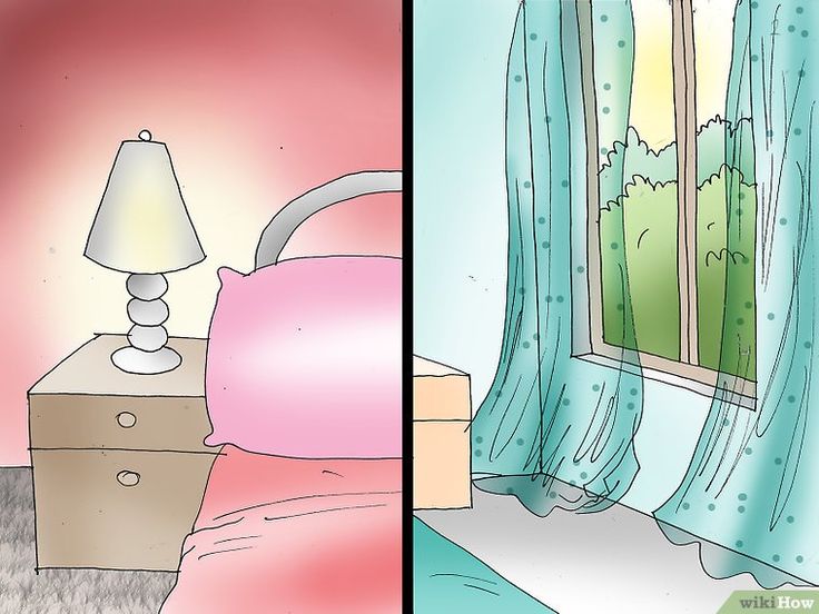 two pictures side by side one shows a bed and the other shows a window with curtains