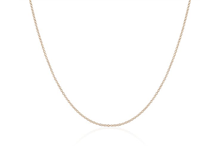 14k gold chain necklace. Available in 16-18" chain or 20-22" Elegant Rose Gold Cable Chain Necklaces, Elegant Rose Gold Necklace With Cable Chain, Timeless Delicate Chain Necklace In Rose Gold, Classic Rose Gold Chain Necklace With Delicate Chain, Classic Rose Gold Link Chain Necklace, Classic Rose Gold Delicate Chain Necklace, Classic Delicate Rose Gold Chain Necklace, Elegant 14k Gold Charm Necklace With Cable Chain, Fine Jewelry Rose Gold Cable Chain Necklace