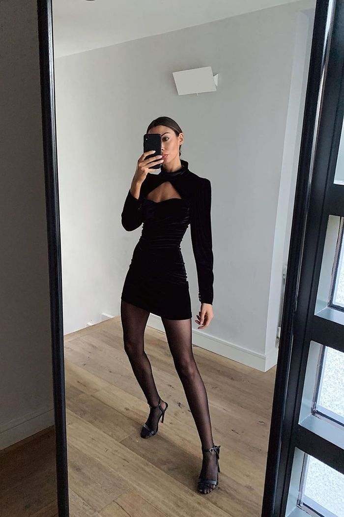 How to Wear Black Tights With All Your Dresses | Who What Wear Little Black Dress With Tights, Dress With Tights Outfit, Black Stockings Outfit, Outfits Party Night, Dress With Stockings Outfit, Dresses With Black Tights, Black Tights Outfit, Tights Outfits, Wear Black Dresses