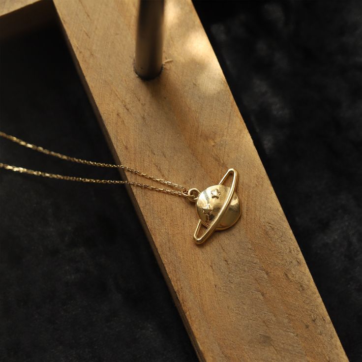 Real 14K Solid Gold Saturn Charm Planet And Star Stylish Best Friend  Necklace For Women And Girls Pendant Valentine's Day Gift ,Custom Design Monsini  ❤❤【Materials & Specifications:】 - 14K gold pendant and chain - Chain thickness is 0.9mm - Hamsa pendant dimensions are Width:1.9cm (0,74in) Length:1.00cm (0.39in) ❤❤【Available in 4 different chain lengths】 42 cm (16.5 in) 44 cm (17.3 in) 46 cm (18.1 in) 48 cm (18.8 in) Gold Color: Rose Gold, Yellow Gold, White Gold ❤【The Gift of Love】 - Remind he Polished Yellow Gold Charm Necklaces, Celestial Round Pendant Jewelry With Hallmark, Yellow Gold Plated Round Charm Necklaces, Celestial Pendant Jewelry With Clavicle Chain, Plated Yellow Gold Round Charm Necklaces, Celestial Clavicle Chain Pendant Jewelry, Celestial Gold Plated Necklace For Anniversary, Celestial Engraved 14k Gold Necklace, Celestial Gold Plated Necklace For Gift