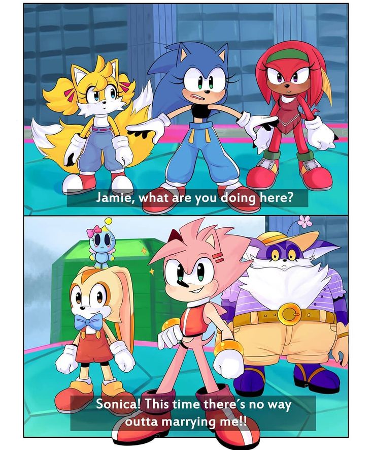 sonic the hedgehog and other cartoon characters with caption that reads, what are you doing here?