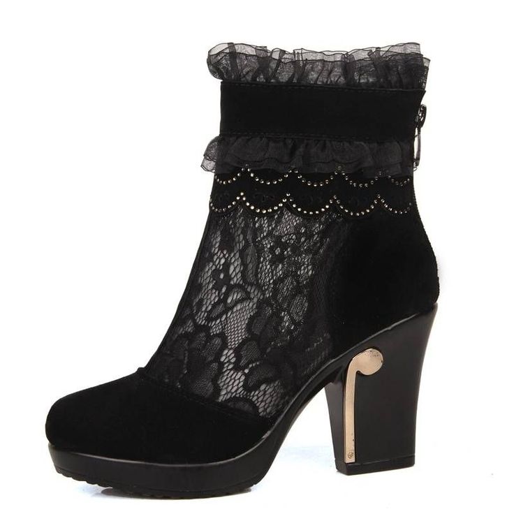 Genuine Leather High-Heeled Lace Ankle Boots | Uniqistic.com Lace Ankle Boots, Unique Boots, Spring Boots, Genuine Leather Boots, Winter Ankle Boots, High Heel Boots Ankle, Leather High Heels, Boots Fall, Cool Boots