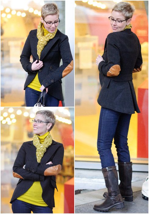 mustard and navy Coat Tails, Rugged Boots, Yellow Outfit, Style Inspiration Winter, Cool Jackets, Elbow Patches, Closet Fashion, Work Attire, Mayonnaise