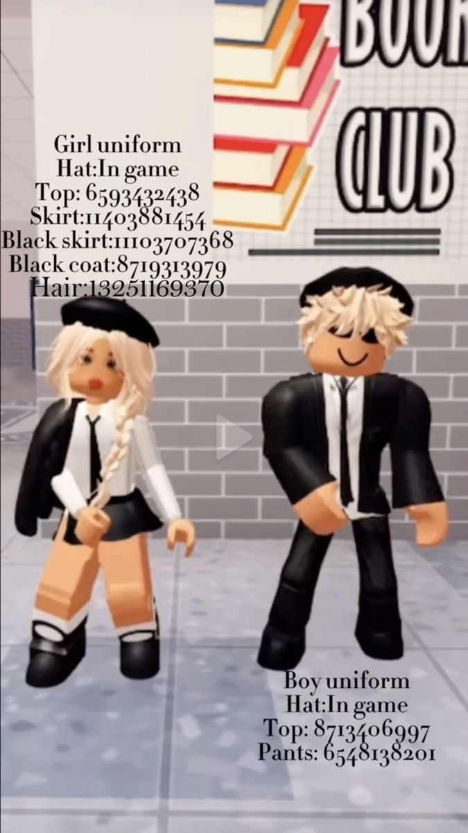 an advertisement for a book club with two people dressed in black and white, standing next to each other