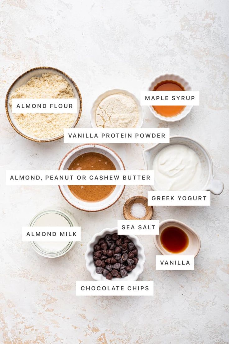 ingredients to make chocolate chip cookies laid out on a white surface with the words above them