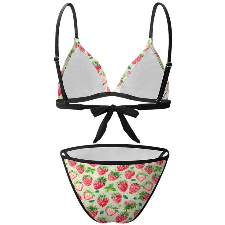 ★ Add a sweet touch to your summer with the Strawberry Blast Two Piece Bikini Swimsuit, featuring a playful strawberry print in either white or green. Crafted from soft, high-quality fabric, this bikini offers exceptional comfort and style. The mid-bullet material and fine workmanship ensure a sleek, sexy look that wraps and shapes your figure. ★ The bikini top comes with adjustable spaghetti straps for a custom fit, while the low-waisted bottoms enhance your curves. The chic design ensures you Summer Strawberry Print Swimwear For Beach Season, Fitted Strawberry Print Swimwear For Poolside, Strawberry Print Swimwear For Summer Beach, Strawberry Print Swimwear For Beach In Summer, Fitted Strawberry Print Swimwear For Beach, Fitted Swimwear With Strawberry Print For Beach, Fitted Beach Swimwear With Strawberry Print, Strawberry Print Swimwear For Beach Season Vacation, Fitted Cherry Print Swimwear For Beach