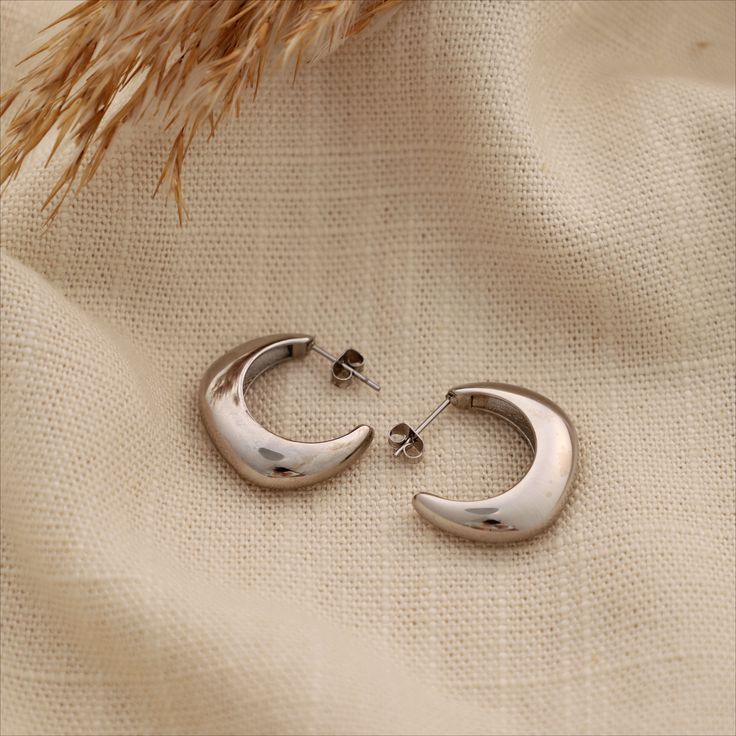 Details: Stainless steel. Water resistant. Everyday Metal Hoop Earrings With Plating, Modern Stainless Steel Hoop Jewelry, Tarnish Resistant Stainless Steel Hoop Earrings, Minimalist Silver Plated Hoop Earrings, Silver Minimalist Hoop Earrings With Plating, Trendy Stainless Steel Hoop Jewelry, Trendy Hoop Jewelry In Stainless Steel, Classic Metal Hoop Earrings With Plating, Classic Metal Plated Hoop Earrings