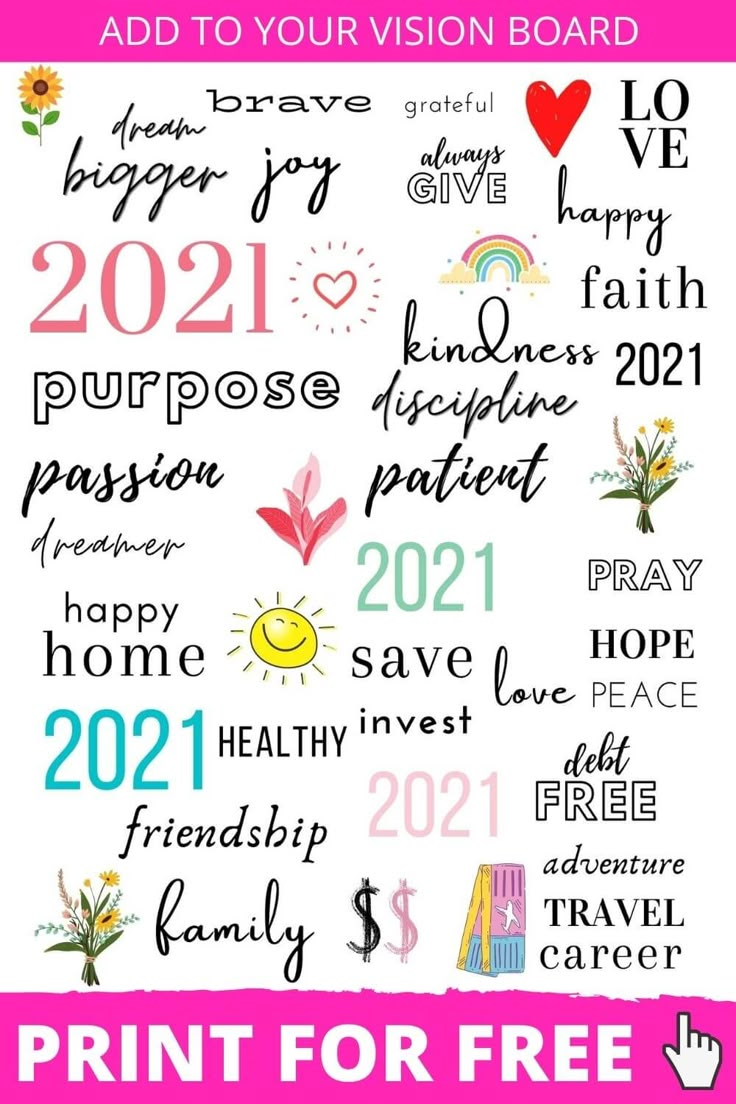 a pink and white poster with the words happy new year on it