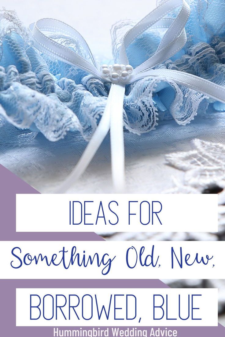 blue wedding garter with the words ideas for something old, new borrowned, blue