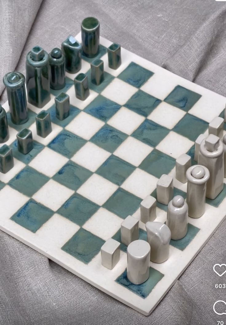 a chess board with several pieces on it