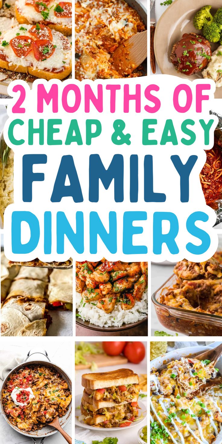 Cheap homemade dinners for a family on a budget, with healthy chicken and casserole recipes, crockpot pasta meals, and kid-friendly easy ground beef skillet dinners so your groceries budget stays affordable. Low Budget Family Meals, Family Of 4 Meals On A Budget, Quick Budget Dinners, Dinner Budget Recipes, Family Dinner On A Budget, $20 Dinner Ideas, Simple Meals For Dinner Budget, Low Cost Family Meals, Dinners Under 20 Dollars