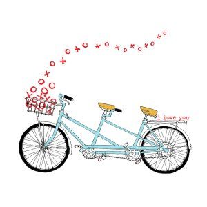 a drawing of a bicycle with gifts on the back