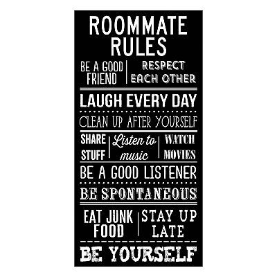 a black and white poster with the words roommate rules