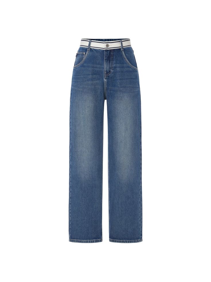 MO&Co. Women's High Waist Straight Cotton Jeans Features : - High waist and contrast waistband - Loose straight-leg pantsCode: MBB3JENT22The back length of size M/27 is 108cm MATERIALS & CARE : Material: 100% CottonUse a washing machine at the mild process of 30℃ Do not bleach, hang to dry Iron and dry at low temperature Do not dry clean, do not expose to the sun Wash separately, do not soakTips: The denim product has a slight color fading, which is a normal phenomenon.REMINDER: All items are me Summer Jeans, Cotton Jeans, My Clothes, Straight Leg Pants, Washing Machine, Straight Leg, High Waist, Size Chart, Blue Color