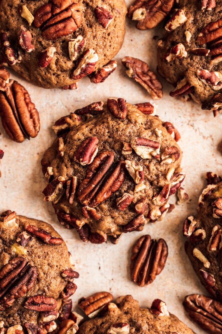 several cookies with pecans and chocolate chips