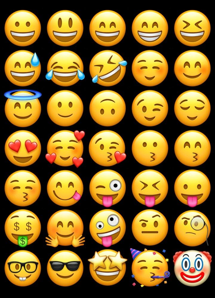 an image of many different emoticions on a black background with the same emotication