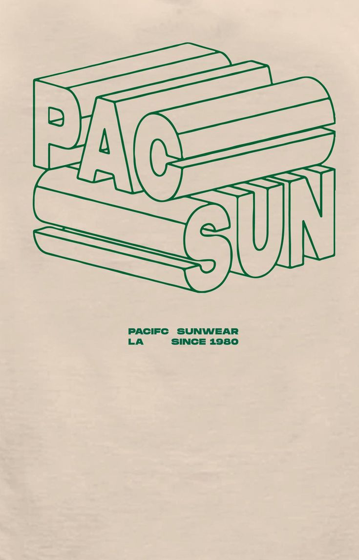 Green PacSun 3D Logo T-Shirt graphicdesigncourse #makeyourownlogo Cute Trendy Shirt Designs, Cute College Tshirts, T Shirt Fonts Ideas, Yearbook Tshirts Designs, Minimal Graphic Tee, Club Merch Ideas, Typography Tshirt Design Graphic Tees, Minimalist Tshirt Design Graphic Tees, Festival Shirt Design