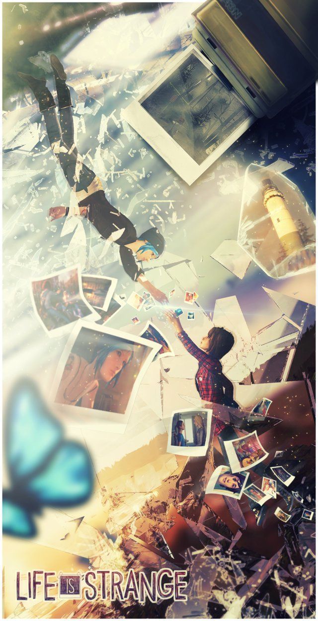 a woman is flying through the air with her arms in the air while holding photos