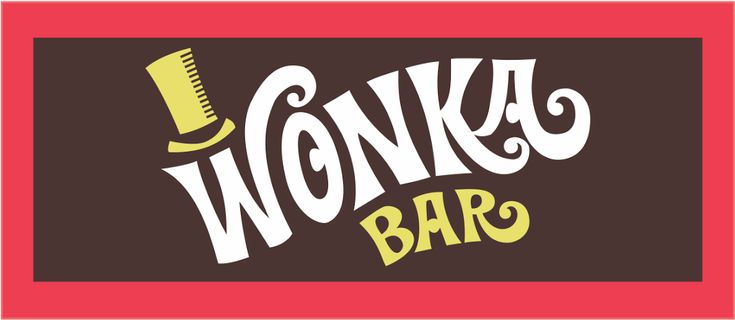 the word wonka bar with a top hat on it's head and a comb in