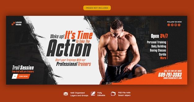 an image of a website page with a man doing exercises on his chest and the words it's time to take action