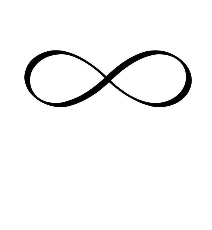 an infinite symbol is shown in black and white