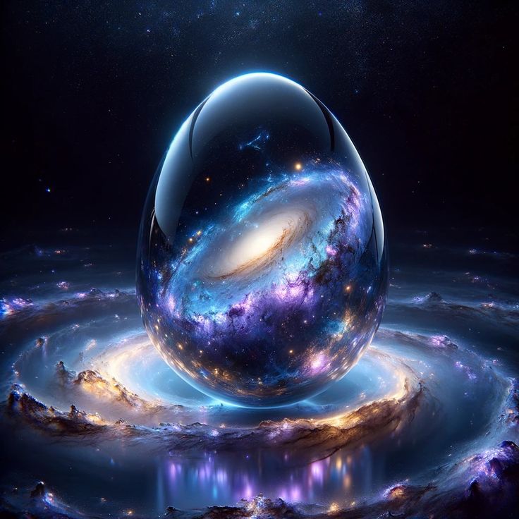 an image of a very large ball in the middle of some galaxy like things that look like stars