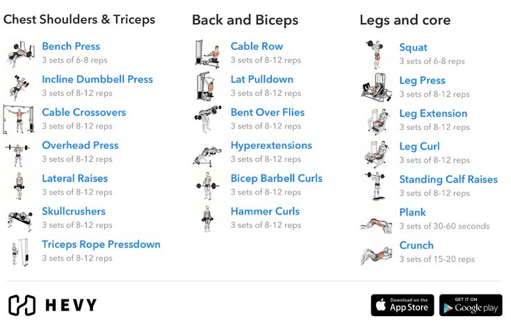 the chest shoulders and triceps are shown in this image, with instructions for each