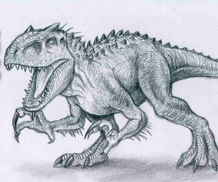 a pencil drawing of a t - rex