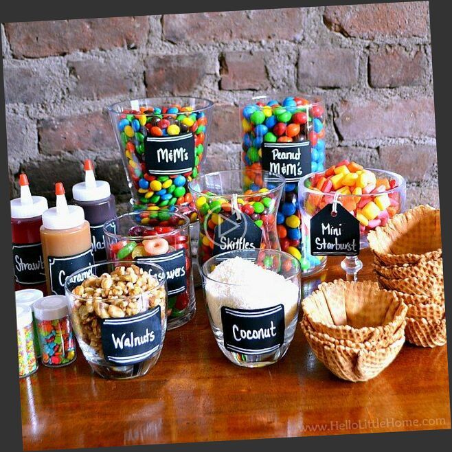 a table topped with lots of different types of candy