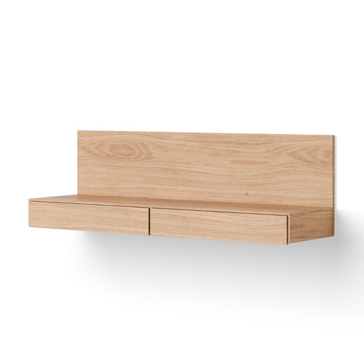 a wooden shelf with two drawers on it