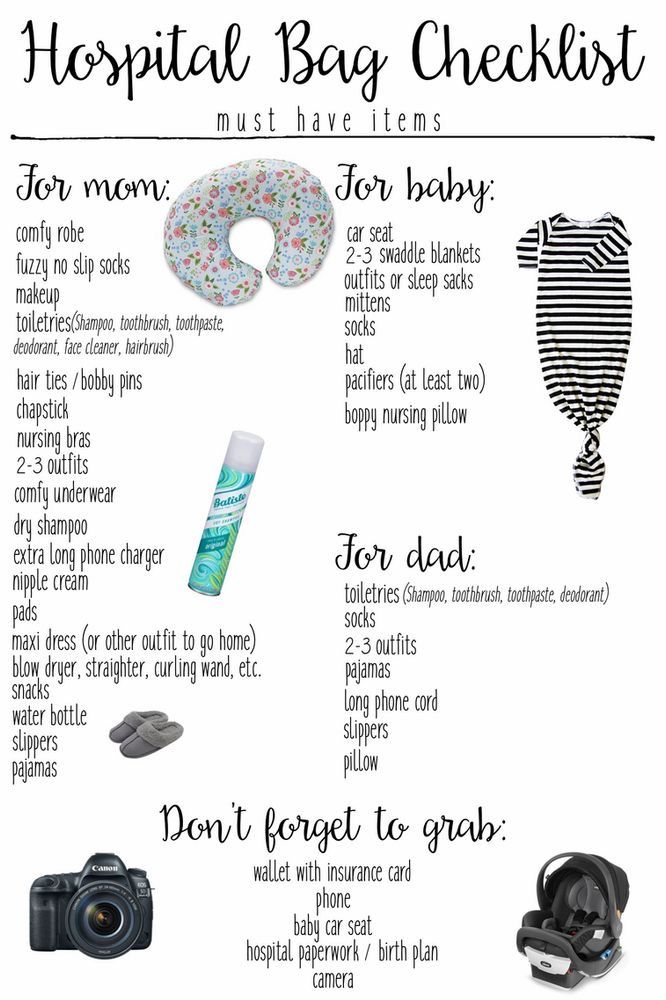 the hospital bag checklist for moms and babys is shown in this graphic