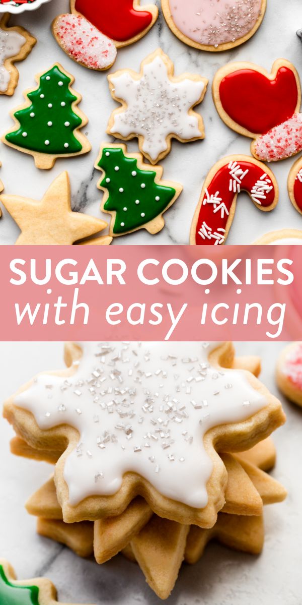 sugar cookies with easy icing are on the table