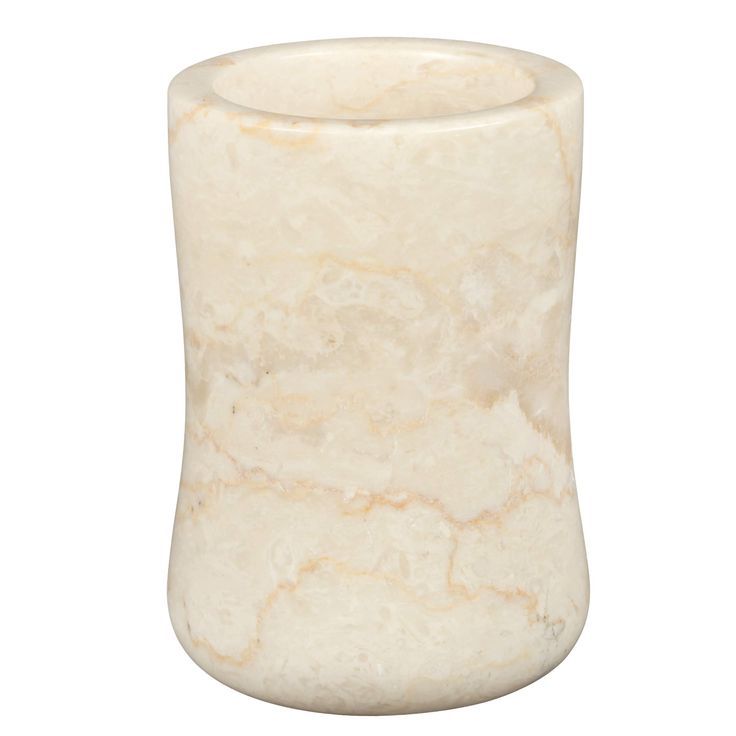 Creative Home Natural Champagne Marble Curvy Collection Tumbler Toothbrush Holder Makeup Brush Holder, Bathroom Countertop Or Stone Tumbler, Marble Tumbler, Bathroom Countertop Organizer, Modern Bathroom Accessories, Bathroom Tumbler, Countertop Organization, Marble Bath, Countertop Organizer, Makeup Brush Organization