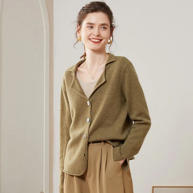 Cashmere Collared Solid Color Cardigan – BEYOND Collared Cardigan, Shirt Casual Style, Collar Cardigan, Dressing Up, Of Outfits, Loose Sweater, Cashmere Cardigan, Elevate Your Style, Formal Occasion