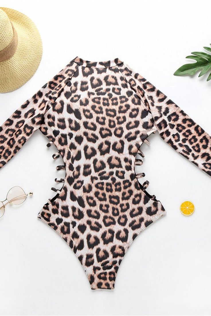 Details: Material:Polyester Style:Fashion Pattern Type:Print Sleeve Style:Regular Silhouette:Slim Fit Package: 1 x Swimwear Size Bust Waist Hip S 35.0 26.4 35.4 M 36.6 27.6 37.0 L 38.2 28.7 38.2 Tips: Size: please check measurements carefully Please allow 0.5-1" difference due to manual measurement Different monitor settings means colors may differ slightly 1" = 2.54cm Leopard Print Fitted Swimwear For Spring, Casual Fitted Leopard Print Swimwear, One Piece Style, Short Wrap Skirt, Sleeve Swimsuit, Long Sleeve Swimsuit, Swimwear Outfit, Fashion Pattern, Printed Sleeves