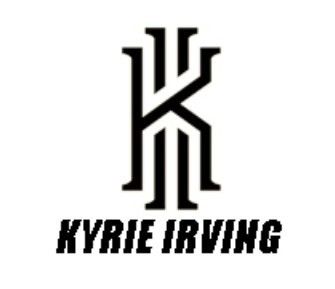 the kyrie irving logo is shown in black and white, with an image of two letters