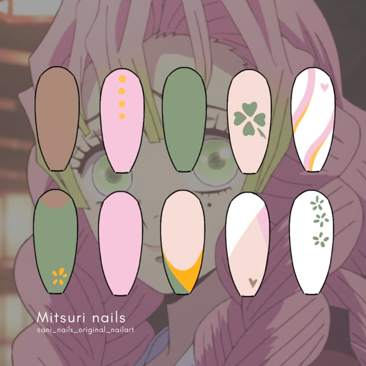 #mitsuri #mitsurikanroji #anime #animenails #nails #nailart #naildesign #acrylic Pink Tip Nails, Fake Nails Designs, Punk Nails, Nail Drawing, Anime Nails, Nail Art Disney, Matte Nails Design, Grunge Nails, Simple Acrylic Nails