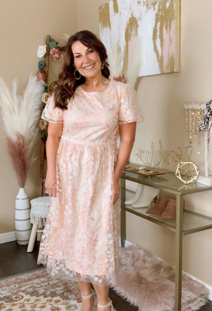 This Embroidered Mesh Fit & Flare Midi Dress is absolutely stunning! It is beautiful and soft and you will feel like the princess you are in it. Perfect for any special occasion or office or church. All eyes will be on you. 100% Poly/Rayon 0-4 Small 5-9 Medium 10-12 Large 14-16 X Large Elegant Spring Confirmation Dresses, Modest Lace Dress For Spring, Elegant Lace Confirmation Dress, Modest Spring Lace Dress, Pink Fitted Dress For Confirmation, Short Sleeve Lace Embroidered Dress For Wedding, Spring Midi Dress For Mother Of The Bride, Spring Lace Dress For Confirmation, Elegant Embroidered Bridesmaid Dress